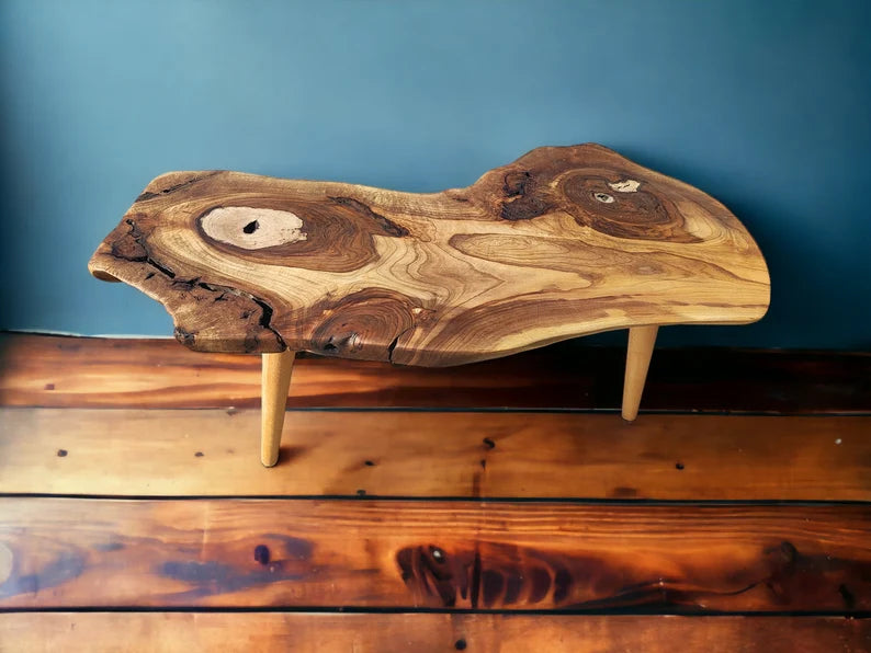 Rustieke handgemaakte houten salontafel - Unieke walnoot (WG-1026)