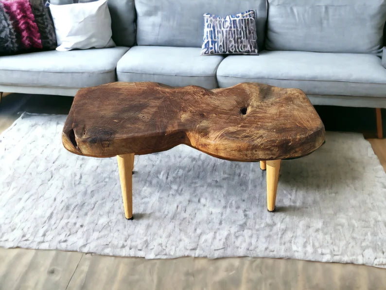 Rustic Handmade Wood Coffee Table - Unique Walnut (WG-1045)