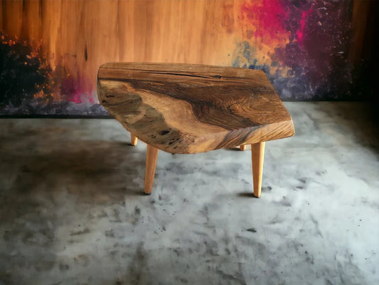 Walnut Live Edge Coffee Table - Solid Wood Table - Unique Design - Wooden Side Table - Rustic Furniture - Unique Mid Century Modern (WG-1052)